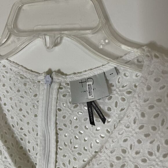 Anthropologie HD in Paris Eyelet Hi Low sleeveless cotton Blouse White Size XS - Picture 5 of 8